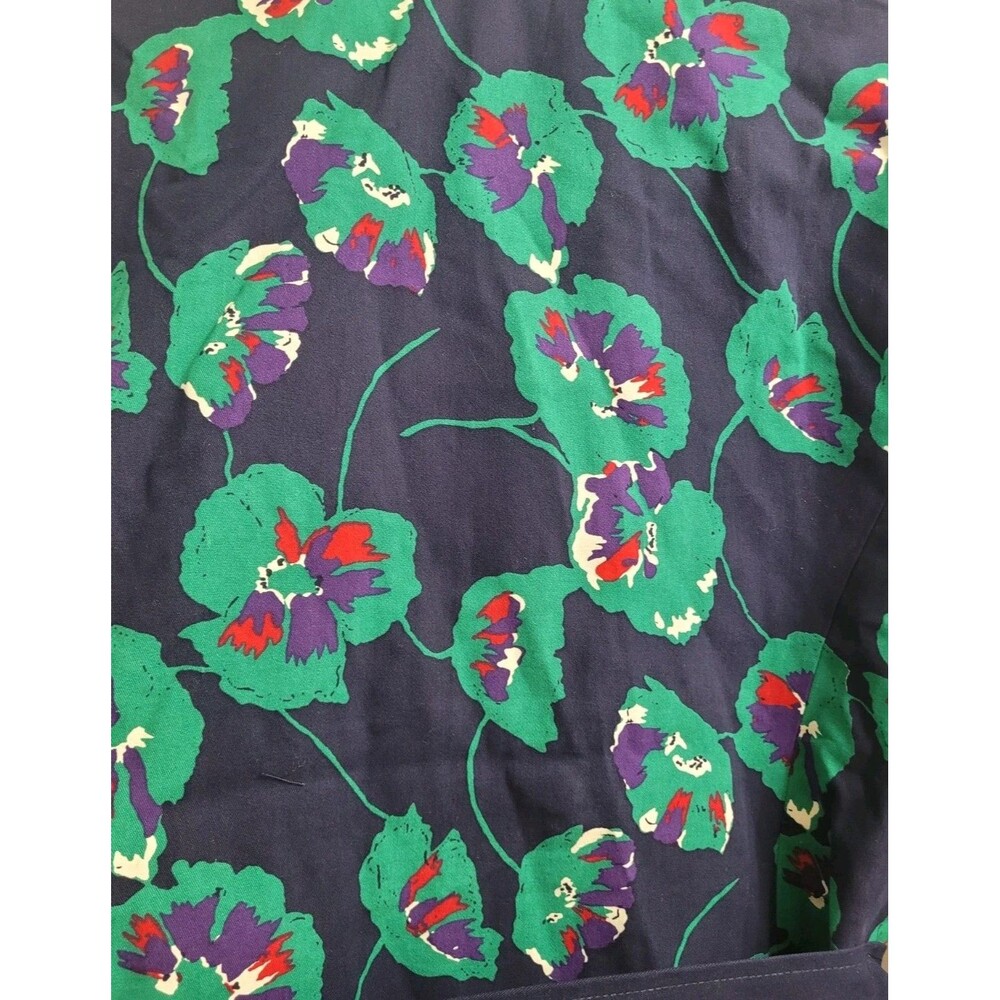 ModCloth Retro Delightful Directions Floral Trench Coat XL Cotton Belted Navy - Picture 9 of 10